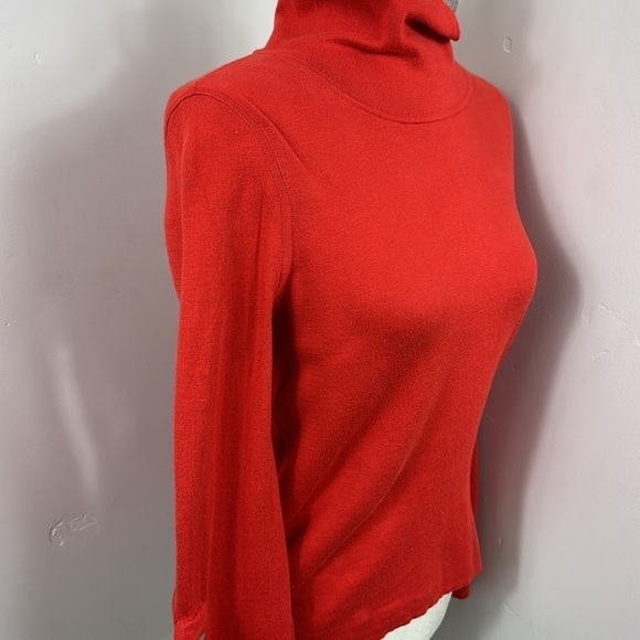 Belford Orange Pima Cotton Long Sleeve Button Turtleneck Top XS - Picture 7 of 10